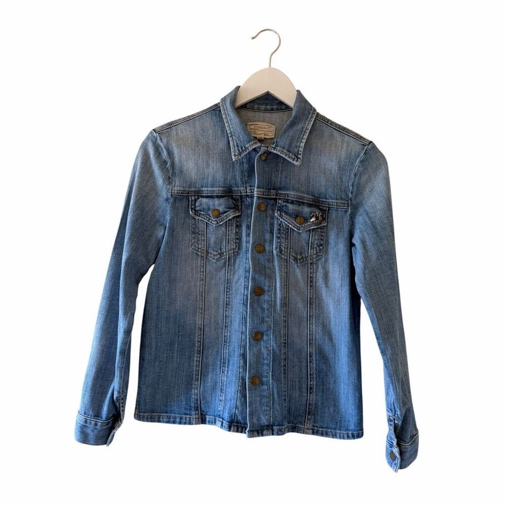 Current/Elliott The Mechanic Jacket Jeans Denim flap pockets Sz 0 #2650